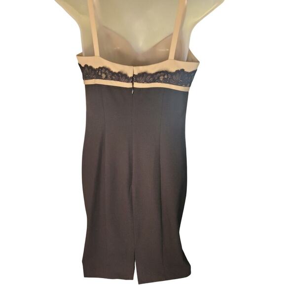 Ideology Strap Dress Blk/Cream Lace Slit Hem Sz 4 - Picture 3 of 5